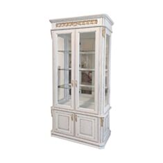 Вітрина дводверна Барон біла/патина золото - фото