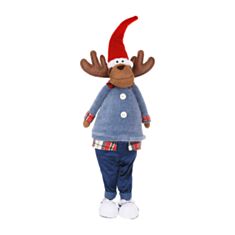 Іграшка новорічна м'яка Олень BonaDi 877-434 65 см синя з червоним - фото