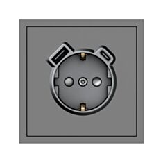 Розетка с заземлением Ardero Soft ER123USB-G с двумя USB+USB-C серая - фото