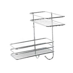 Полиця для ванни кутова AWD 2080050 2 ярусна з гачками - фото