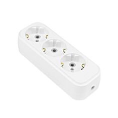 Колодка PIN 516-050200-301 3 гнезда с заземлением белая - фото