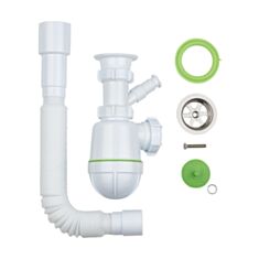 Сифон для кухонної мийки Morelux Q1115 з гофрою і відводом 40*40/50 мм - фото