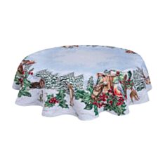 Скатерть новогодняя гобеленовая Limaso SQUIRREL 180D 180 см - фото