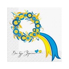 Серветки паперові Марго Жовто-блакитний віночок 18 шт 33*33 см - фото