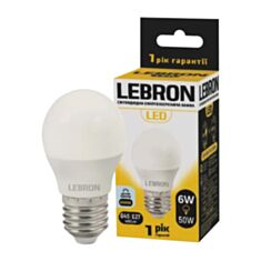 Лампа світлодіодна Lebron LED L-G45 6W E27 6500K 480Lm кут 220° - фото