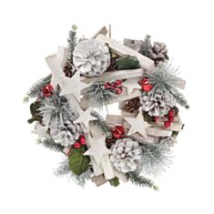 Вінок новорічний з декором з ягід, шишок і зірок BonaDi 743-213 - фото