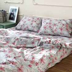 Комплект постельного белья Na Khmari New year поплин премиум Red 200*220 см - фото