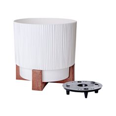 Горщик Алеана Осло 128022 зі вставкою та декоративною підставкою 12*12 см білий Wood - фото