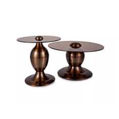 Комплект журнальних столиків Signal Cassie коричневий прозорий/мідний - фото