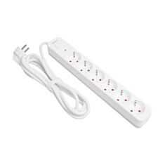 Подовжувач Videx 484985 6 гнізд 3 м із заземленням і вимикачем білий - фото