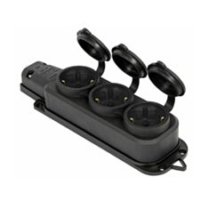 Розетка потрійна E.NEXT e.socket.rubber.029.3.16 каучукова чорна - фото