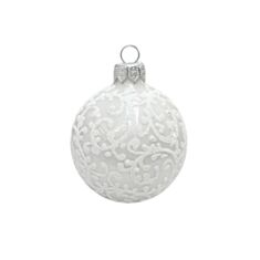 Елочная игрушка стеклянная ручной работы Orbital Д-196 6 см белая - фото