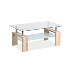 Столик журнальный стеклянный Lisa basic дуб сонома - фото