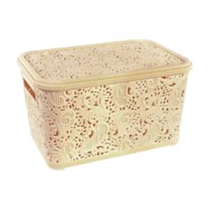 Контейнер з кришкою Алеана Ажур 7,5 л бежевий - фото