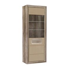 Вітрина Tiziano TZV71LB дуб античний/бежевий глянець - фото