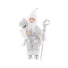 Новорічна іграшка Санта BonaDi NY44-100 30 см зі сріблом - фото