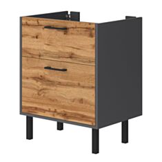 Тумба Ювента Afina 60 см антрацит/дуб вотан под столешницу - фото