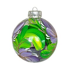 Елочная игрушка пластиковая KM Петриковская роспись 8 см - фото