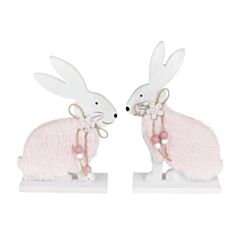 Дерев'яний декор BonaDi Кролик з хутром 738-711 20 см 2 дизайни - фото
