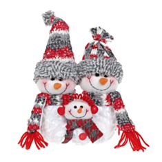 Игрушка новогодняя мягкая Семья снеговиков BonaDi 778-352 32 см - фото