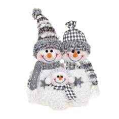 Игрушка новогодняя мягкая Семья снеговиков BonaDi 778-347 32 см - фото