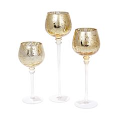 Набір підсвічників скляних BonaDi 527-700 світле золото 3 шт - фото