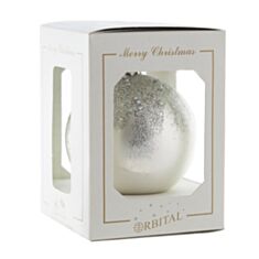 Елочная игрушка стеклянная ручной работы "Морозец" Orbital 80 Д-215 белый матовый - фото