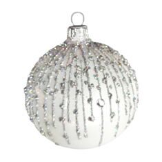 Ялинкова іграшка скляна ручної роботи "Д-294-2" Orbital 80 мм біла - фото