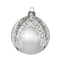 Елочная игрушка стеклянная ручной работы Orbital Д-439 8 см белый - фото