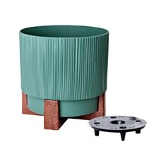 Горщик Алеана Осло 128023 зі вставкою та декоративною підставкою 16*16 см зелений Wood - фото