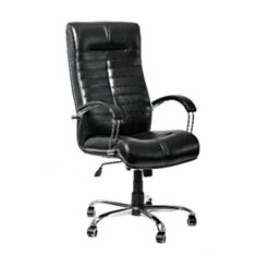 Крісло Оріон Хром М2 Шкіра-Люкс Комбінована чорна - фото
