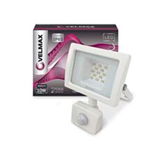 Прожектор светодиодный Velmax LED 10W 6200K 900Lm ІР65 с датчиком движения белый - фото