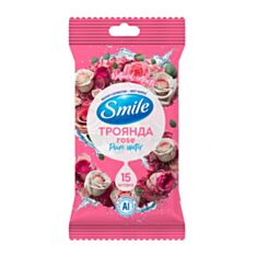 Вологі серветки SMILE Троянда AI 15 шт - фото
