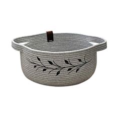 Корзина Diy кругла з ручками та малюнком сіра - фото
