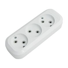 Колодка Makel MGP121 3 гнезда без заземления белая - фото