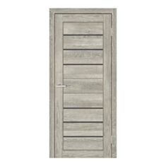 Межкомнатная дверь Омис EKO Smart C034 BG 600 мм черное стекло дуб дымчатый - фото