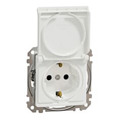 Розетка із заземленням Schneider Electric Sedna Design SDD111024 зі шторками та кришкою біла - фото