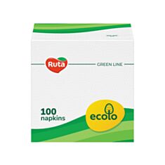 Серветки паперові Ecolo одношарові 24*24 см 100 шт білі - фото