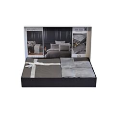 Комплект постільної білизни La Romano Silk Satin Rivano Steelgrey 200*220 см - фото