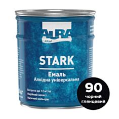 Емаль алкідна Aura Stark універсальна 90 чорна 0,9 кг - фото