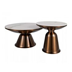 Комплект журнальних столиків Signal Vera білий/мідний - фото