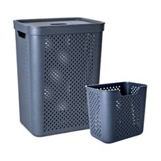 Корзина для белья Алеана Simple 171039 с органайзером 45 л гранит - фото