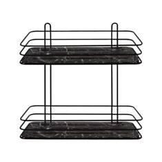 Полка для ванны двойная Arino 60936 черный мрамор - фото