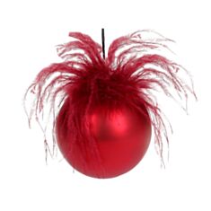 Елочная игрушка стеклянная Шар BonaDi NY15-434 с перьями 10 см - фото