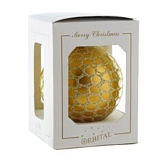 Елочная игрушка стеклянная ручной работы "Соты" Orbital 80 Д-167 золотой металлик - фото