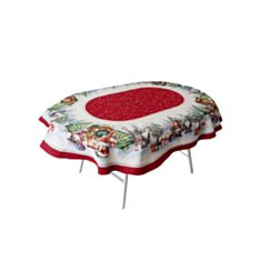 Скатертина гобеленова Прованс Різдвяне багаття овальна 135*240 см - фото