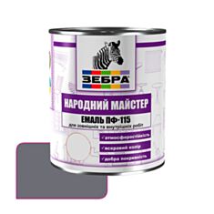 Емаль Zebra Народний Майстер ПФ-115 518 сіре залізо 0,25 кг - фото