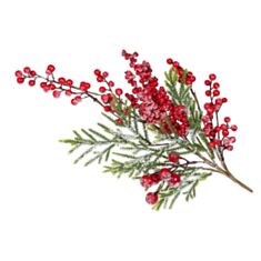 Декоративна новорічна гілка з хвої та червоних ягід BonaDi LD5-403 63 см - фото