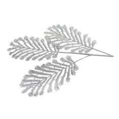 Декоративна новорічна гілка срібна БД 128-F138 - фото