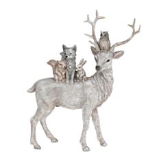Декоративна статуетка Олень з тваринами BonaDi 707-594 24 см сіро-коричнева - фото